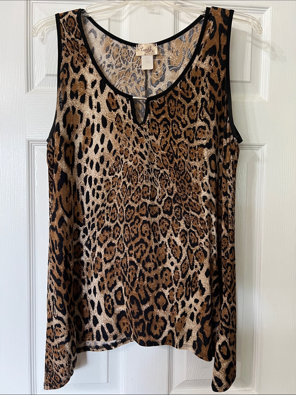 Sleeveless Animal Print Tunic Top in Black and Brown